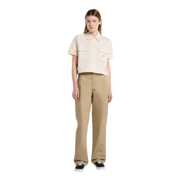 Camicie Donna Dickies - Work Shirt Cropped Ss W Whitecap Gray - Panna