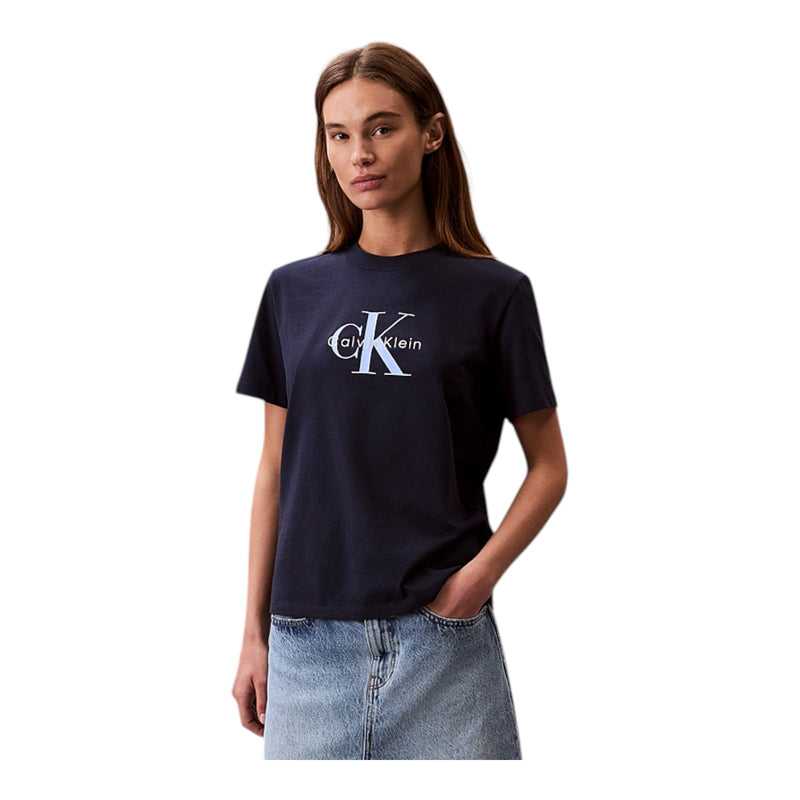 T-shirt Donna Calvin Klein - Hr Ss Clssc Mnlg Cnc - Blu
