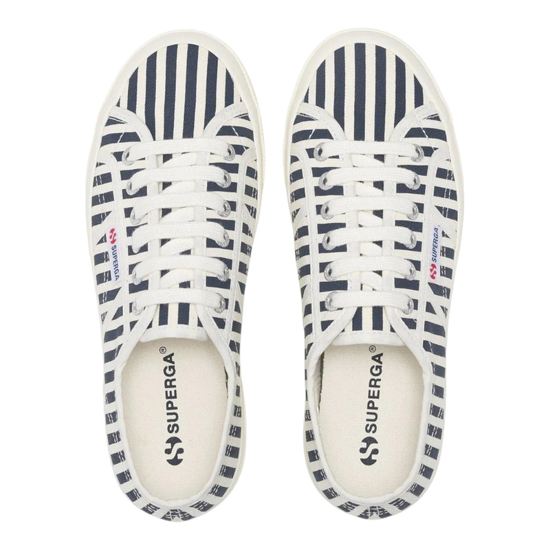 Sneaker Donna Superga - 2740 Stripes Print - Bianco