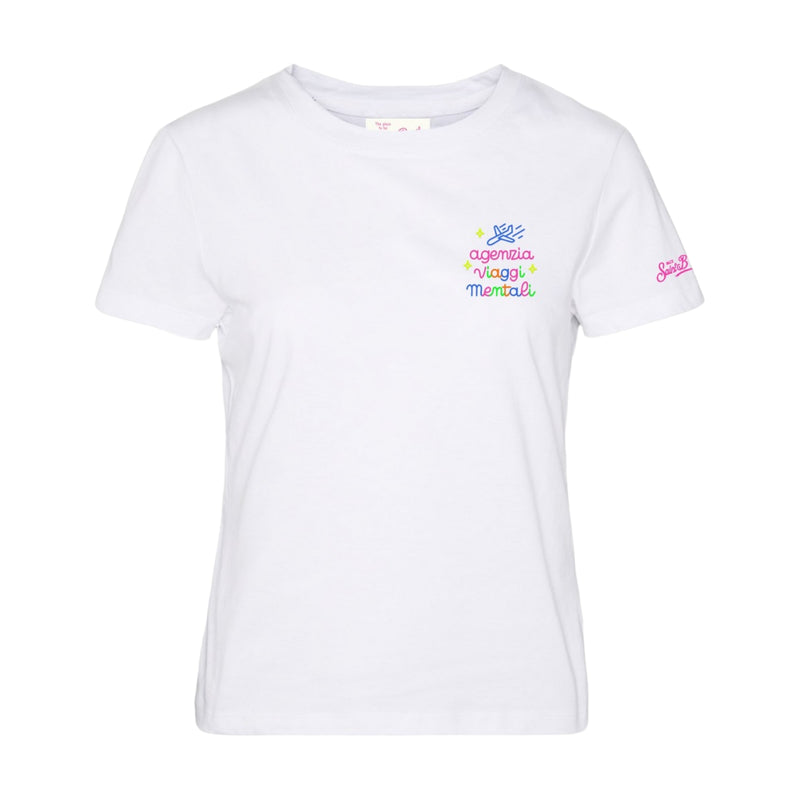 T-shirt Donna Mc2 Saint Barth - Emilie Cotton Crew Neck T-Shirt - Multicolore