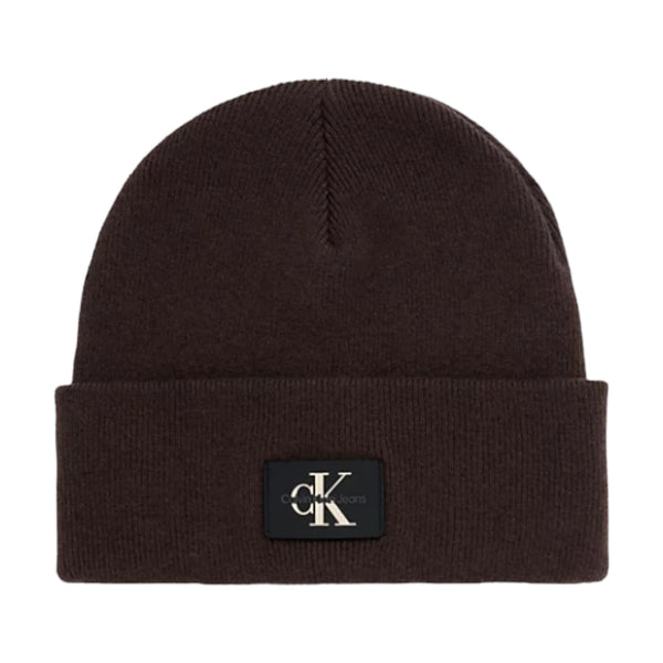 Baschi e berretti Uomo Calvin Klein - Monologo Patch Non-Rib Beanie - Marrone