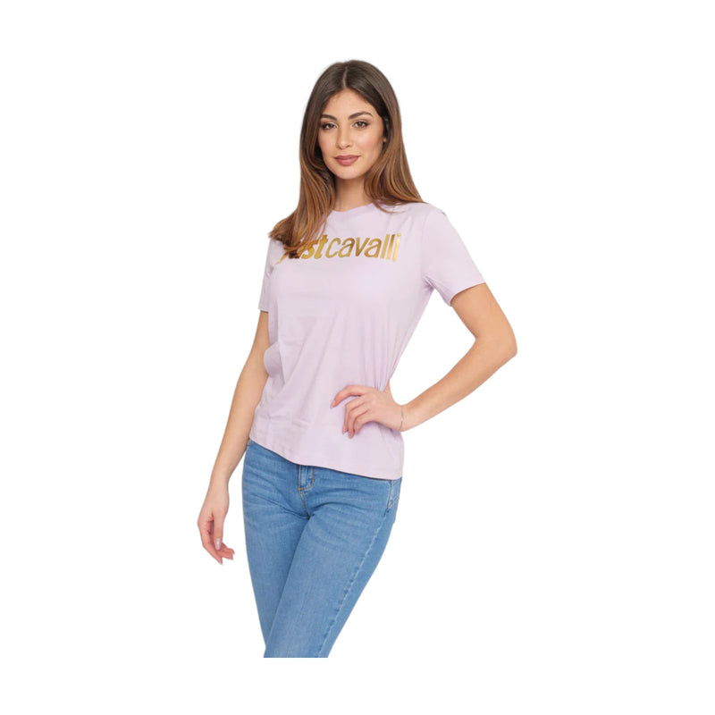 T-shirt Donna Just Cavalli - R Logo Gold - Lavanda