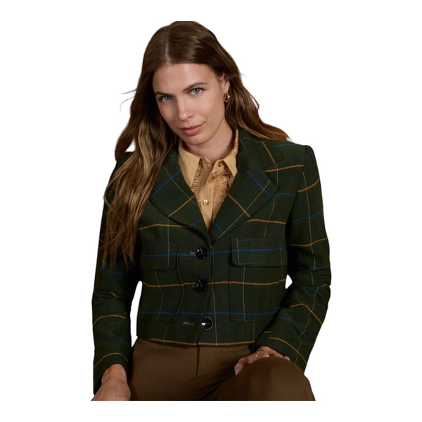Giacche Donna Surkana - Blazer corto a quadri con fodera stampata - Verde