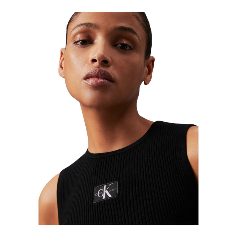 Canotte e top Donna Calvin Klein - Woven Label Sweater Tank Top - Nero