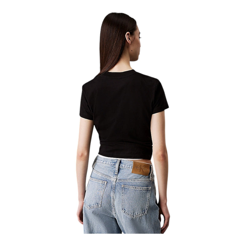 T-shirt Donna Calvin Klein - Script Institutional Baby Tee - Nero
