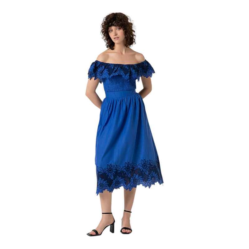 Gonne casual Donna Surkana - Gonna lunga con ricamo sul fondo - Blu