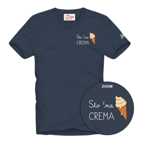 T-shirt Uomo Mc2 Saint Barth - Portofino T-Shirt With Embroidery - Blu