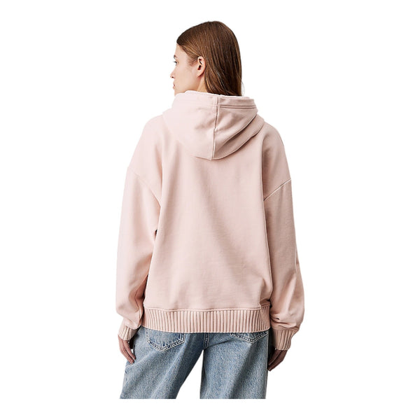 Felpe con cappuccio Donna Calvin Klein - Woven Label Peached Hoodie - Rosa