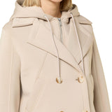 Giubbini Donna RINO & PELLE - Double breasted jacket with detachable hood collar - Panna