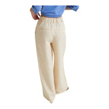 Pantaloni Donna Yerse - Pantalone Palazzo Misto Lino - Beige