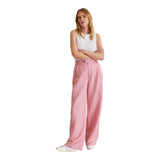 Pantaloni Donna Yerse - Pantalone Palazzo Misto Lino - Rosa