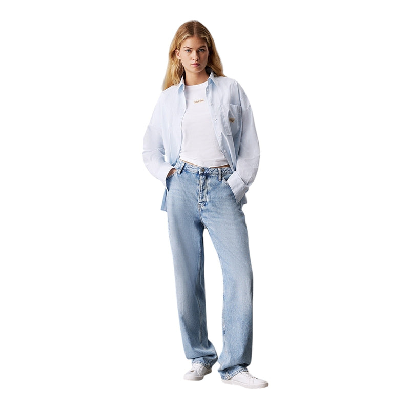 T-shirt Donna Calvin Klein - Placed Institutional Baby Tee - Bianco
