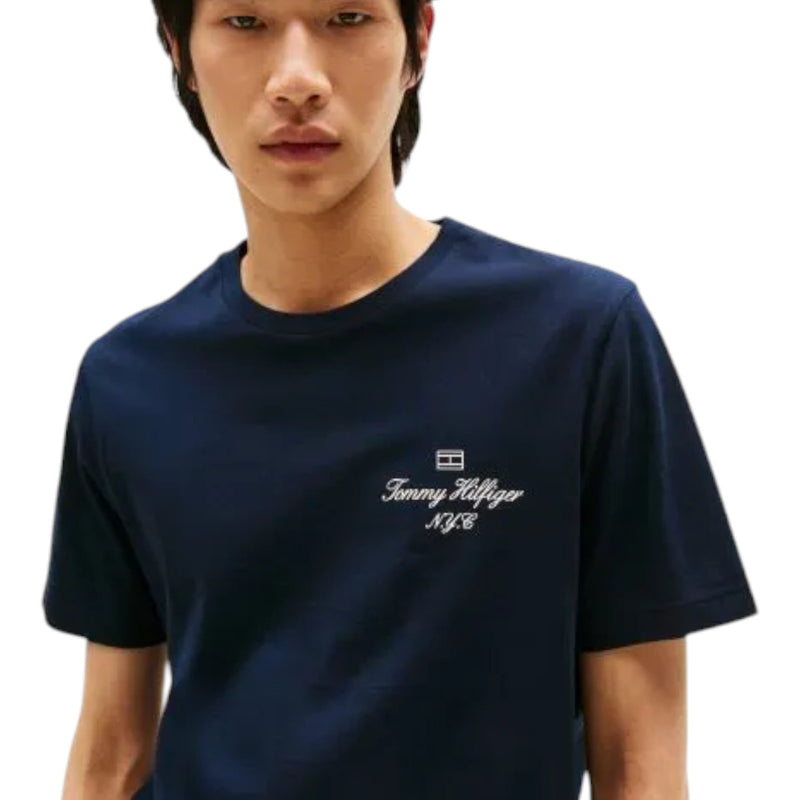 T-shirt Uomo Tommy Hilfiger - Outline Flag Script Tee - Blu