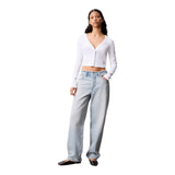T-shirt Donna Calvin Klein - A-Ls Wvn Lbl 2X2 Ctt - Bianco