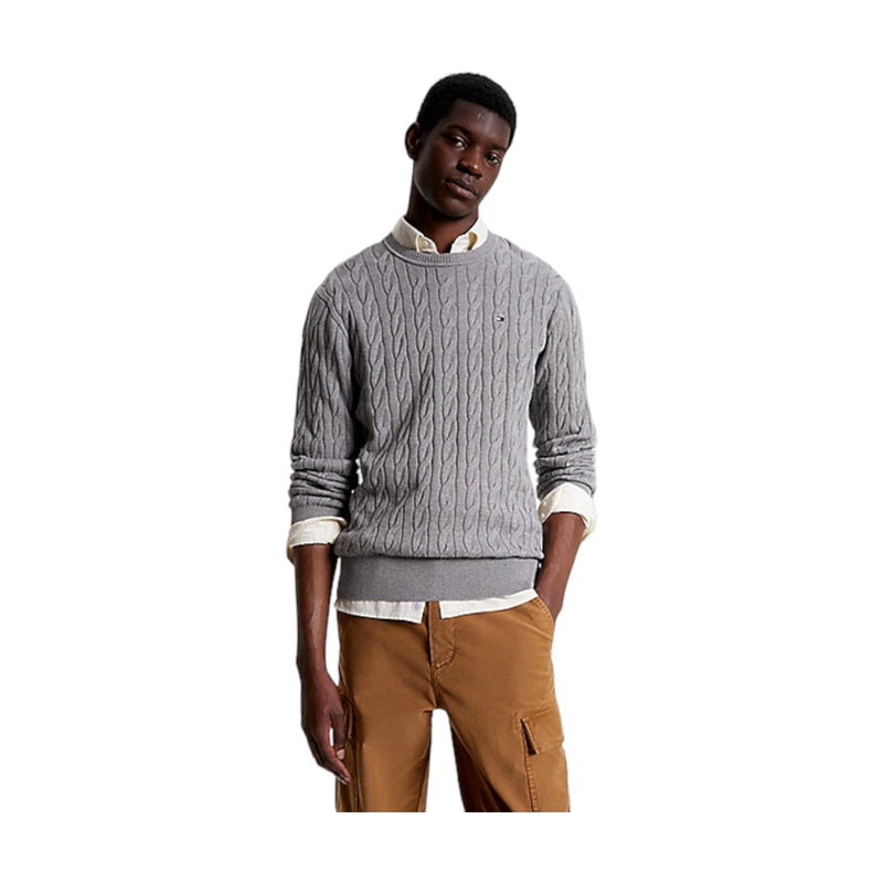 Maglie Uomo Tommy Hilfiger - Classic Cable Crew Neck - Grigio