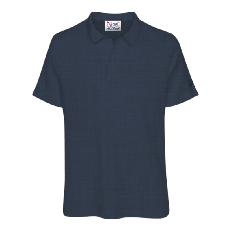 Polo Uomo Mc2 Saint Barth - Fraser Man's Polo Jersey Linen - Blu