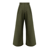 Pantaloni Donna Alpha Studio - Panta Wide Leg Tailoring - Verde militare