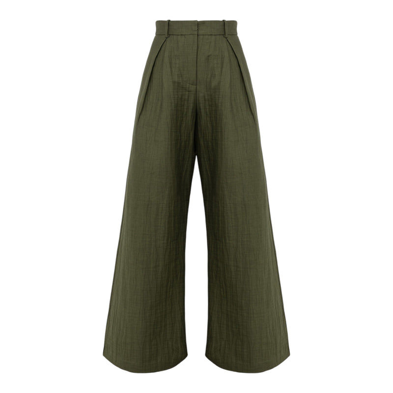 Pantaloni Donna Alpha Studio - Panta Wide Leg Tailoring - Verde militare