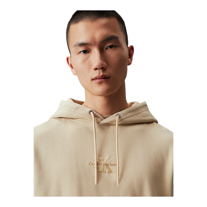 Felpe con cappuccio Uomo Calvin Klein - Washed Monologo Hoodie - Beige