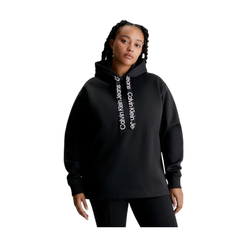 Felpe con cappuccio Donna Calvin Klein - Logo Drawcord Hoodie - Nero