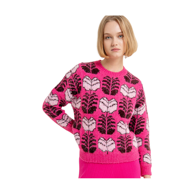 Maglioni Donna Surkana - Maglia Jacquard A Fiori - Fucsia