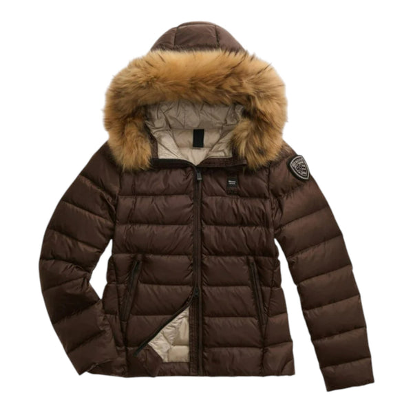 Piumini Donna Blauer - Arcadia Giubbini Corti	Imbottito Piuma - Marrone