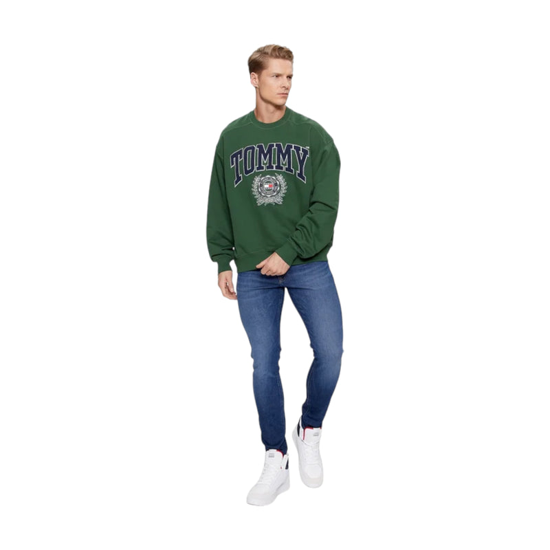 Felpe senza cappuccio Uomo Tommy Hilfiger - Tjm Boxy College Graphic Crew - Verde