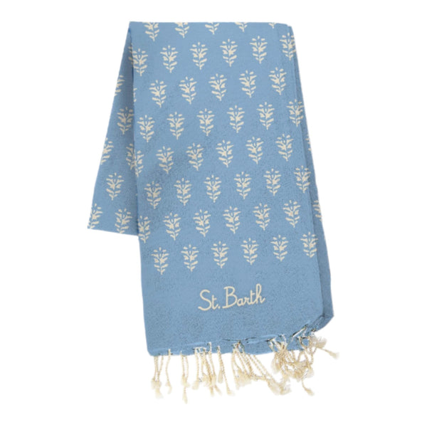 Teli mare Unisex Mc2 Saint Barth - Foutas J N Jacquard Beach Towel With Fringe - Azzurro