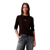 Maglie a manica lunga Donna Calvin Klein - Ls Satin Ombre Graphic Tee - Nero