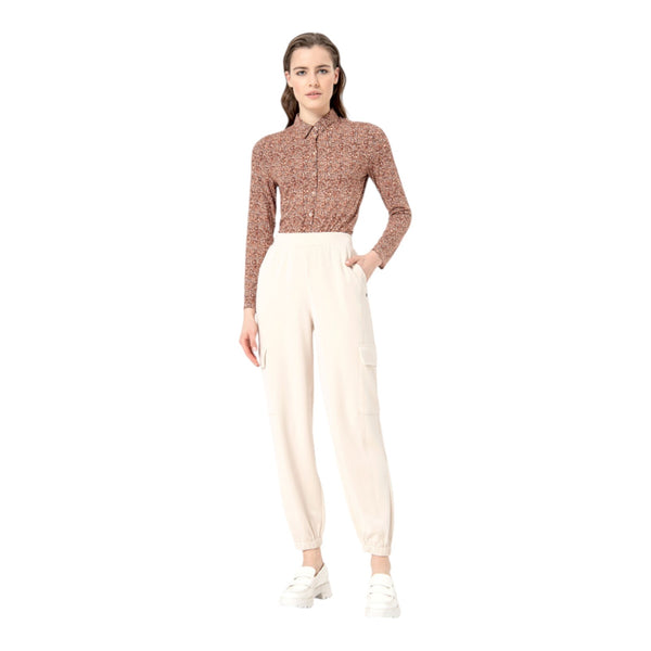 Pantaloni Donna Surkana - Pantaloni cargo, con elastico in vita - Beige