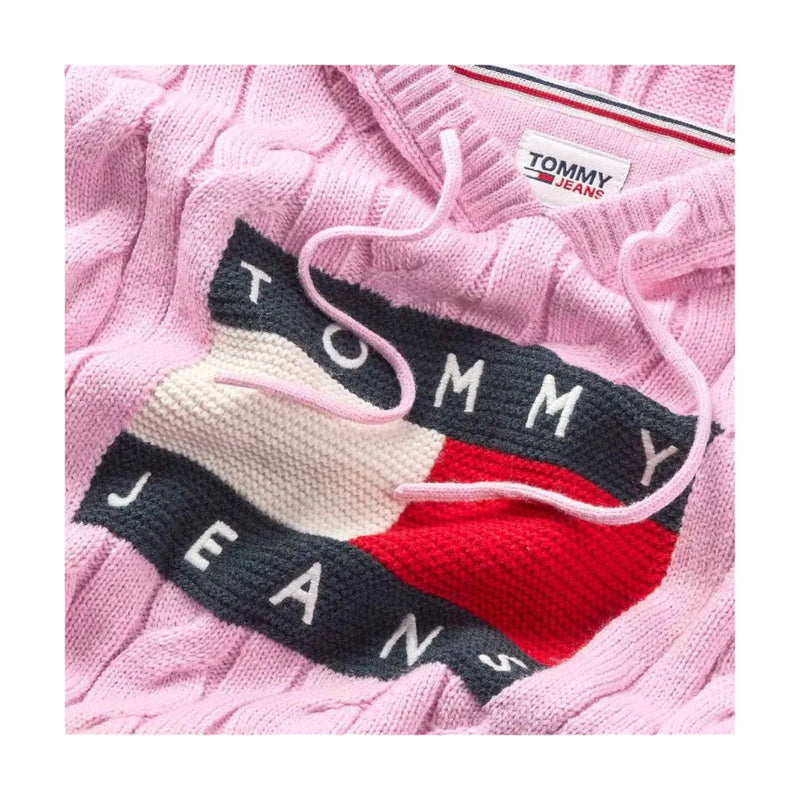 Felpe con cappuccio Donna Tommy Hilfiger - Tjw Center Flag Cable Hoodie - Fucsia