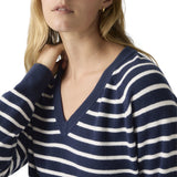 Maglie Donna Levi's - Super Soft Vneck Pullover - Parisienne Stripe Peac - Blu
