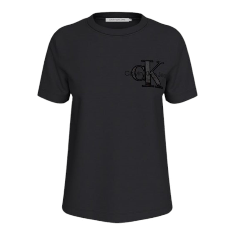 T-shirt Donna Calvin Klein - Satin Applique Regular Tee - Nero