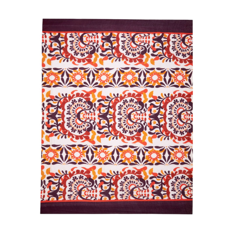 Foulard Donna Surkana - Sciarpa sarong con stampa geo floreale naïve - Bordeaux