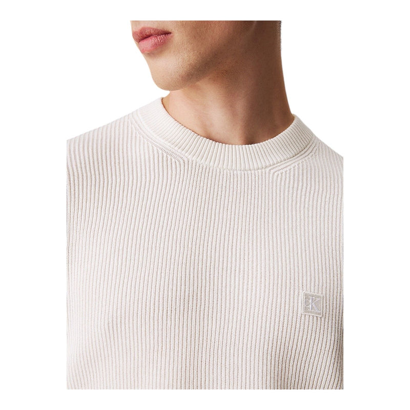 Maglie a manica lunga Uomo Calvin Klein - Ck Embro Badge Sweater - Bianco