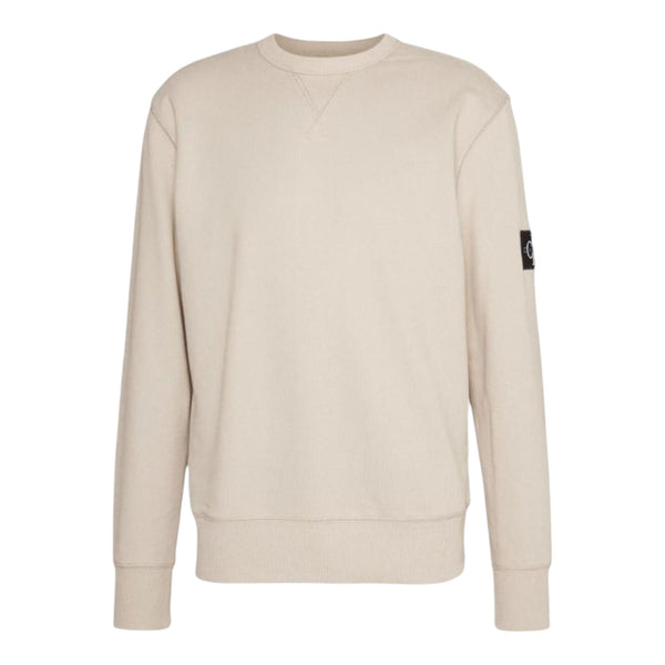 Felpe senza cappuccio Uomo Calvin Klein - Badge Crew Neck - Beige