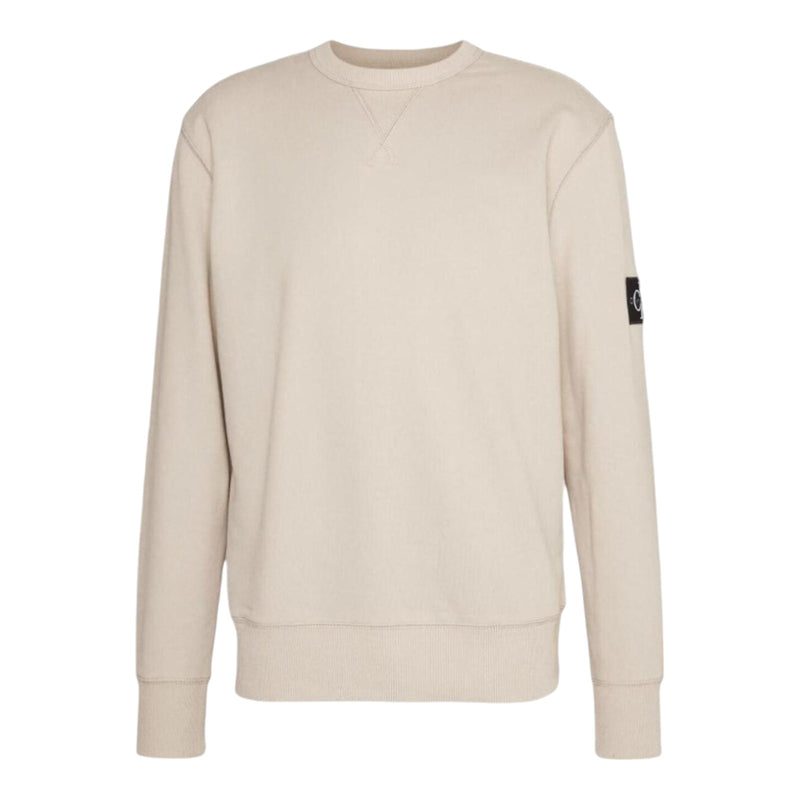 Felpe senza cappuccio Uomo Calvin Klein - Badge Crew Neck - Beige