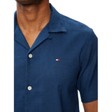 Camicie casual Uomo Tommy Hilfiger - Sorona Linen Camp Ss Rf 1/2 - Blu