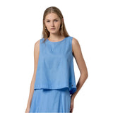 Canotte e top Donna Surkana - Top senza maniche con scollo rotondo - Azzurro