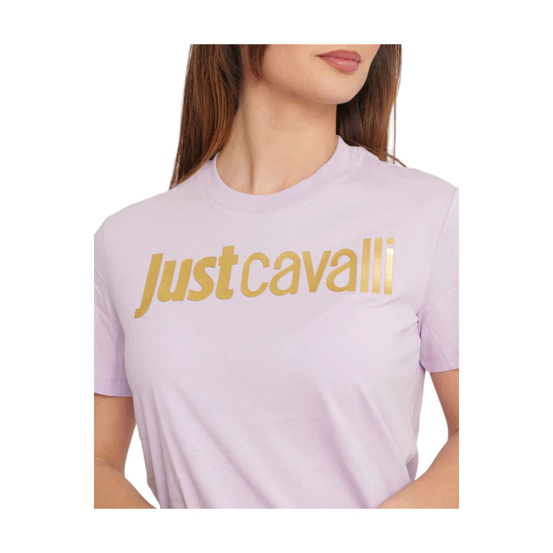 T-shirt Donna Just Cavalli - R Logo Gold - Lavanda