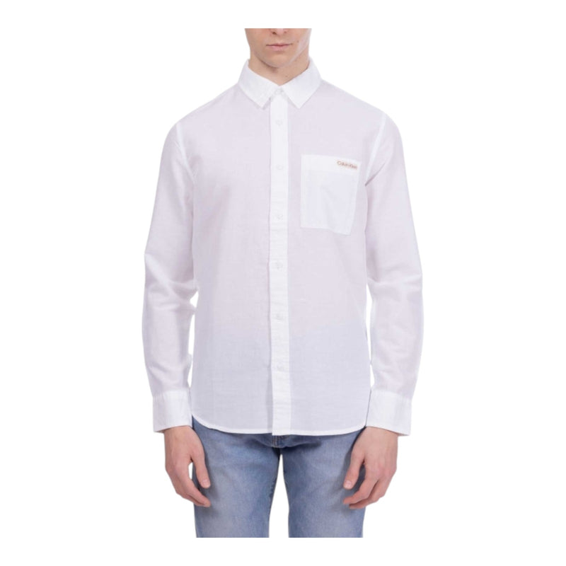 Camicie casual Uomo Calvin Klein - Linen Cotton Shirt - Bianco