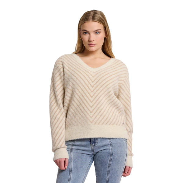 Maglioni Donna RINO & PELLE - Knitted V-neck sweater - Beige