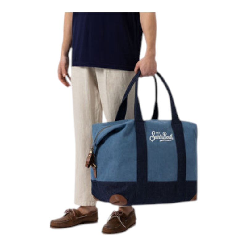 Borse a spalla Uomo Mc2 Saint Barth - Travel Bag - Denim Emb - Blu