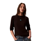 Maglie a manica lunga Donna Calvin Klein - Ls Satin Ombre Graphic Tee - Nero