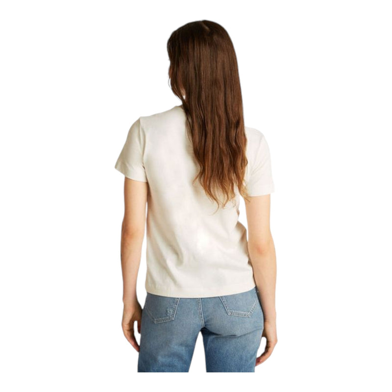 T-shirt Donna Calvin Klein - Satin Applique Regular Tee - Bianco