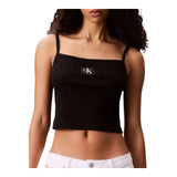 Canotte e top Donna Calvin Klein - A- Woven Label Rib Cami - Nero