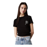 T-shirt Donna Calvin Klein - Script Institutional Baby Tee - Nero