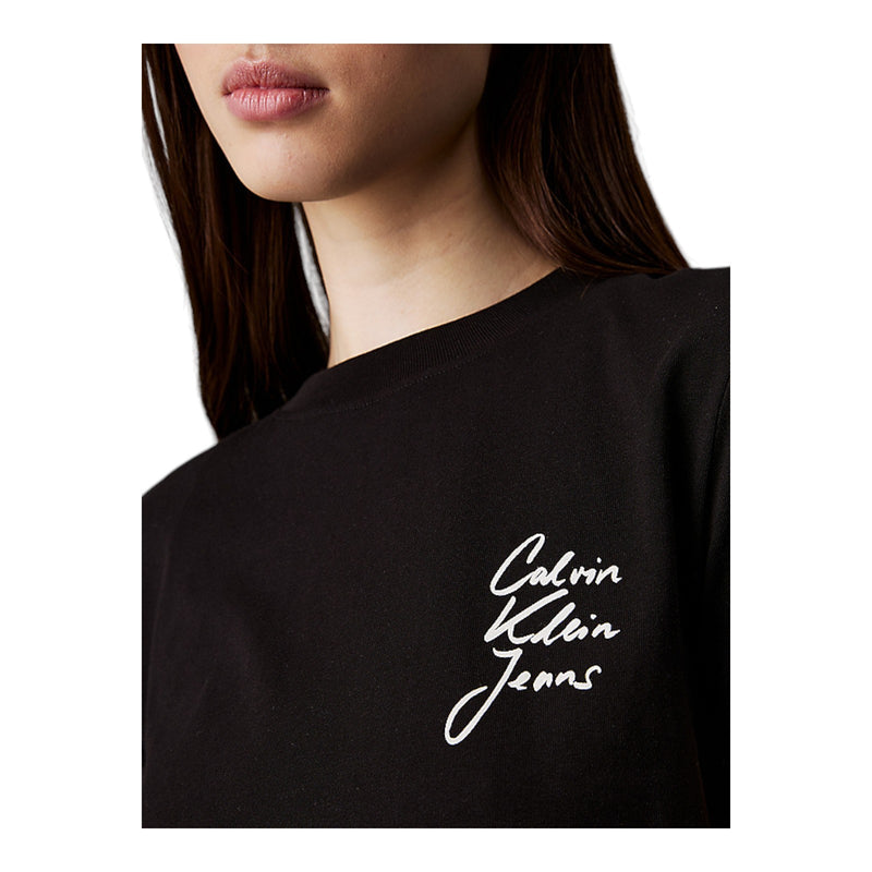 T-shirt Donna Calvin Klein - Script Institutional Baby Tee - Nero
