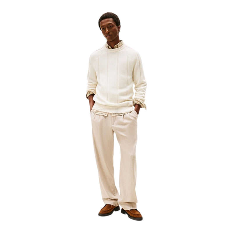 Maglie a manica lunga Uomo Tommy Hilfiger - Dc Textured Stripe Crewneck - Panna