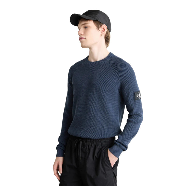 Maglie Uomo Calvin Klein - Badge Easy Sweater - Blu